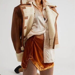 New Free People Annalise Amber Velvet Mini Skirt Size 6